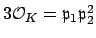 $ 3\O _K=\mathfrak{p}_1\mathfrak{p}_2^2$