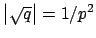 $ \left\vert\sqrt{q}\right\vert = 1/p^2$