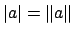 $ \left\vert a\right\vert = \left\Vert a\right\Vert$