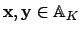 $ \mathbf{x}, \mathbf{y}\in \AA _K$