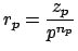 $\displaystyle r_p = \frac{z_p}{p^{n_p}}$