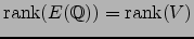 $\rank (E(\mathbb{Q})) = \rank (V)$