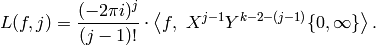 L(f,j) = \frac{(-2\pi i)^{j}}{(j-1)!}
\cdot \left\langle f,\,\,
X^{j-1}Y^{k-2-(j-1)} \{0,\infty\} \right\rangle.