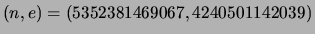 $ (n,e) = (5352381469067, 4240501142039)$