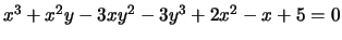 $ x^3+x^2y - 3xy^2 - 3y^3+2x^2-x+5=0$