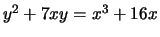 $ y^2+7xy=x^3+16x$