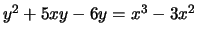 $ y^2+5xy-6y = x^3-3x^2$