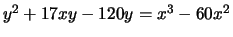 $ y^2+17xy-120y=x^3-60x^2$