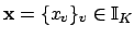 $ \mathbf{x}=\{x_v\}_v \in \mathbb{I}_K$