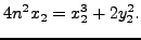 $\displaystyle 4n^2 x_2 = x_2^3 + 2y_2^2.
$