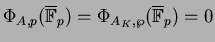 $ \Phi_{A,p}(\overline{\mathbb{F}}_p) = \Phi_{A_K,\wp}(\overline{\mathbb{F}}_p)=0$